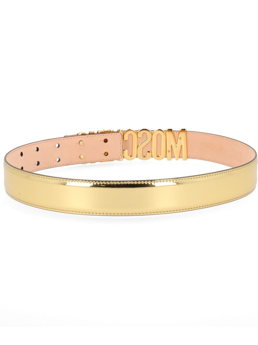 Moschino Moschino Shiny Metallic Finish Logo Belt