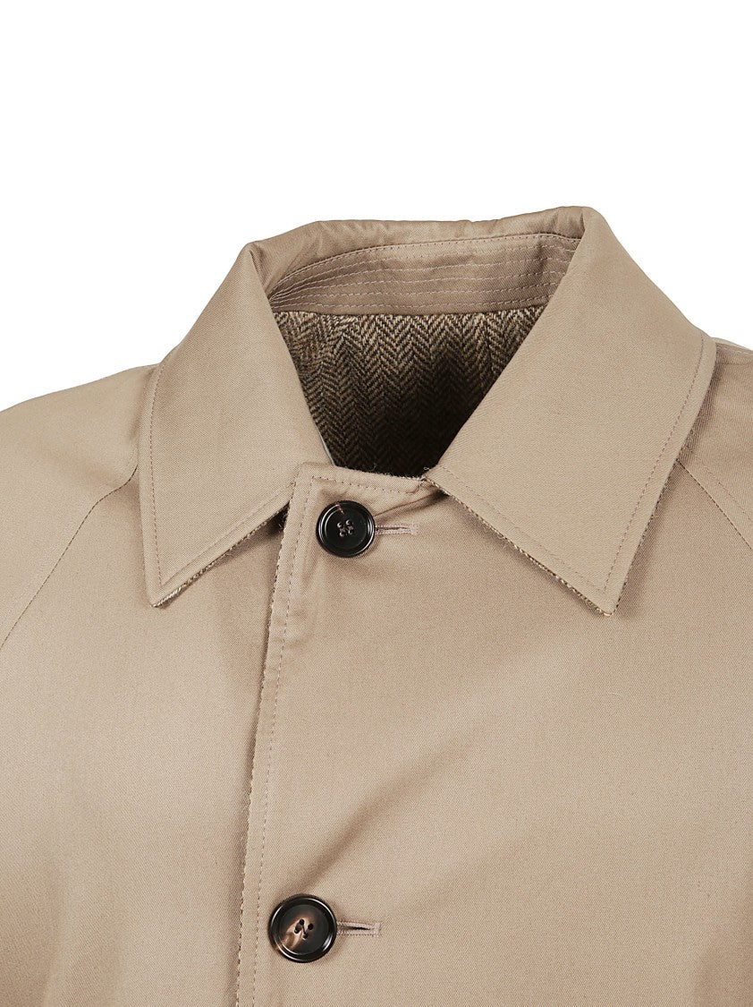 Burberry Reversible Brown Herringbone Weave Coat