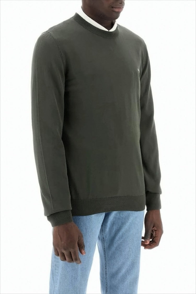 A.P.C. Classic Crew Neck Sweater In Dark Green Cotton