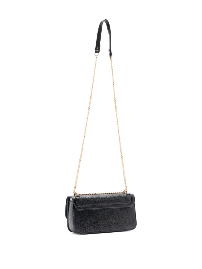 Liu Jo Black Lizard Effect Chain Shoulder Bag