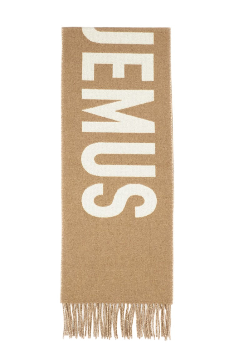 Jacquemus Brown Intarsia Fringed Pure Wool Scarf