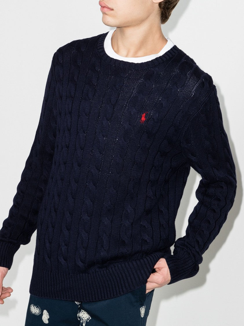 Polo Ralph Lauren Blue Pullover Cable Knit Cotton Sweater