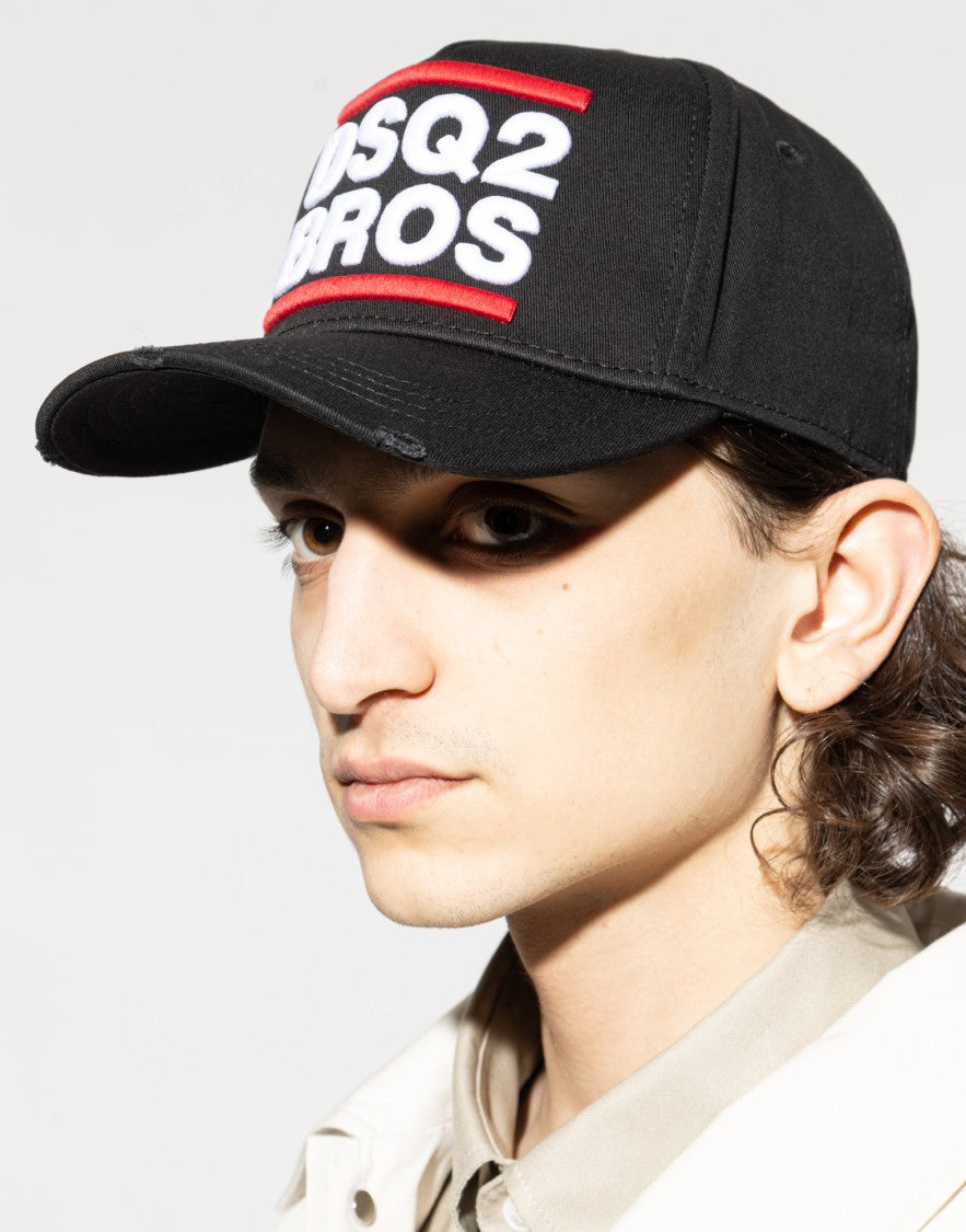 Dsquared2 Black Dsq2 Bros Logo Cotton Baseball Cap