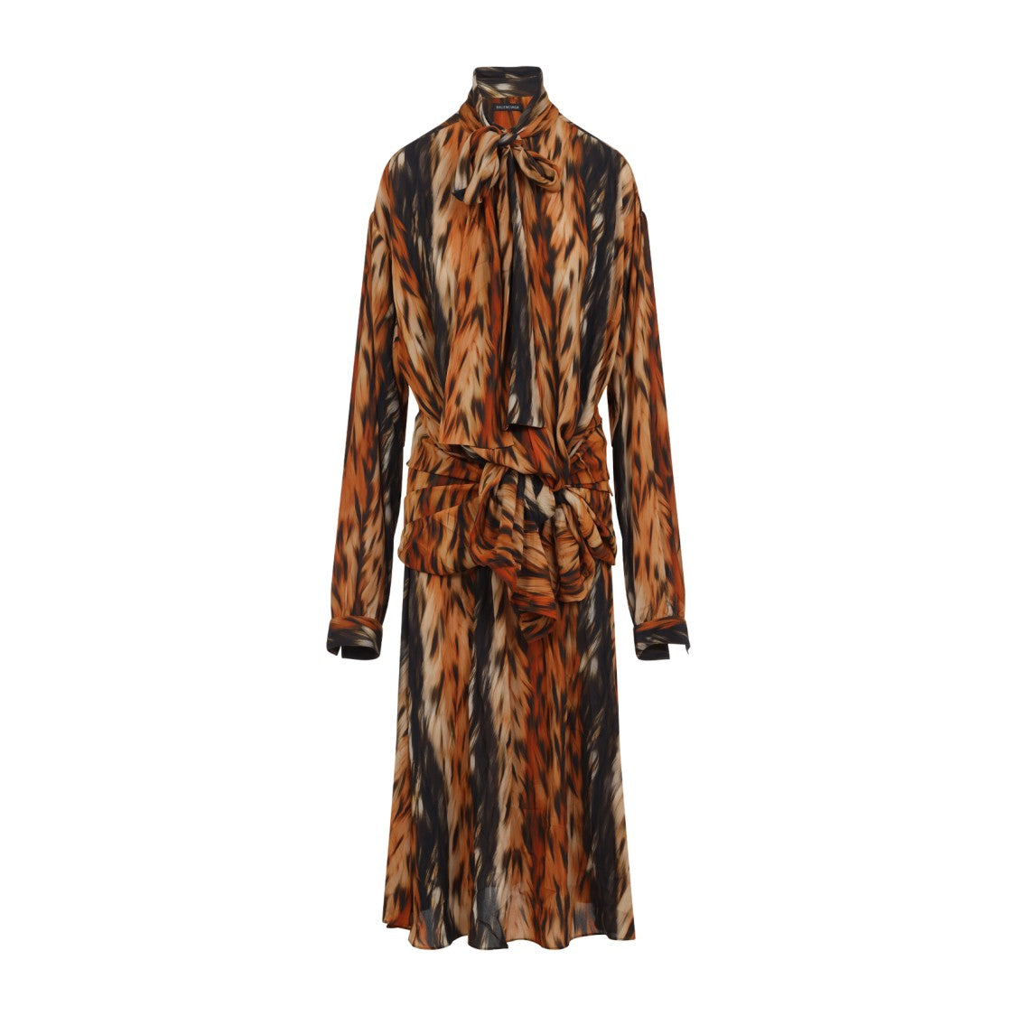 Balenciaga Brown Dress With Striking Warm Tone Pattern