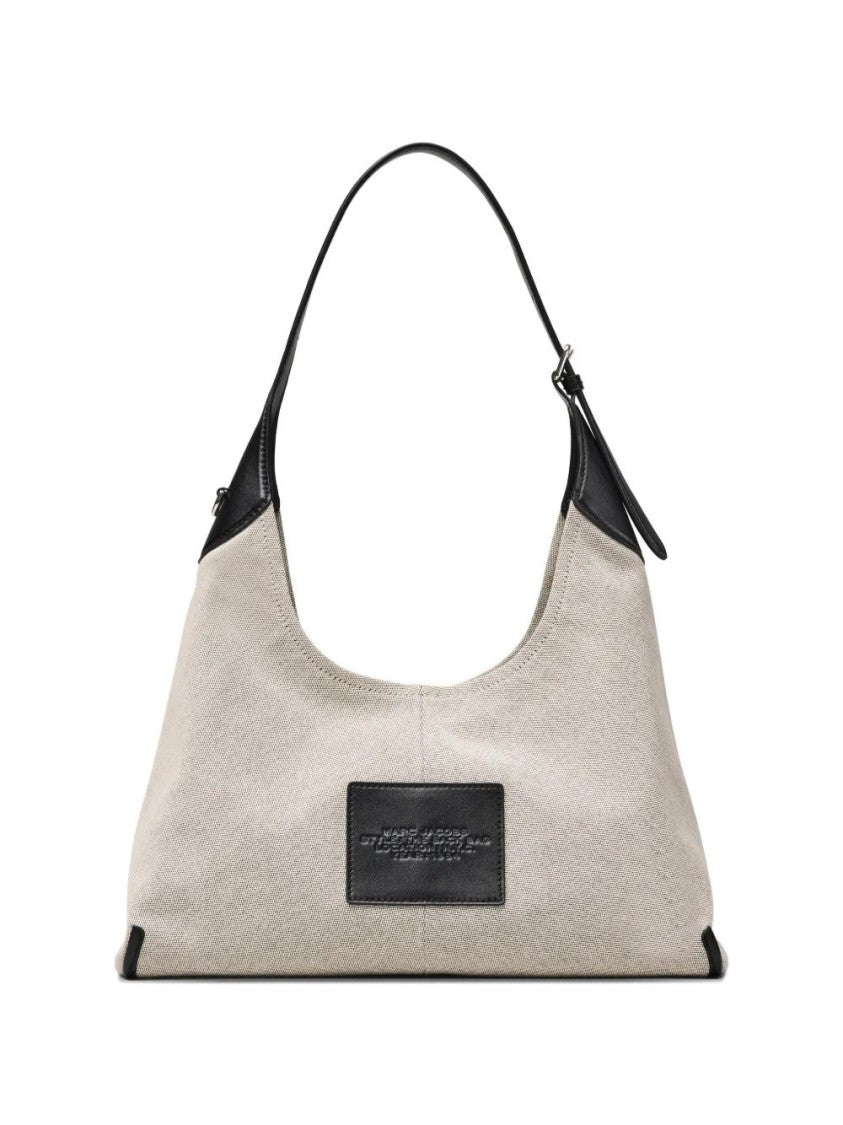 Marc Jacobs Ivory Black The Belted Sack Buckle-Handle Cotton-Blend Handbag