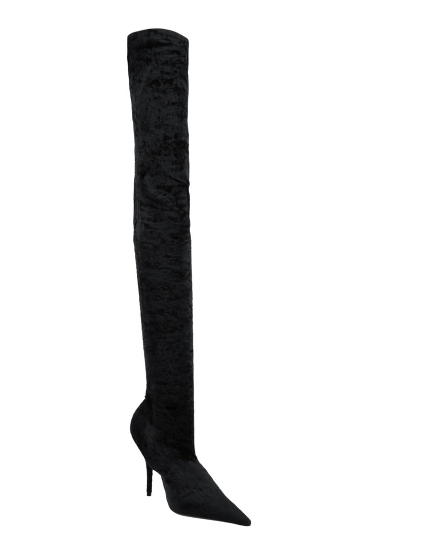 Balenciaga Knife Cuissardes 110 Crushed Velvet Boots