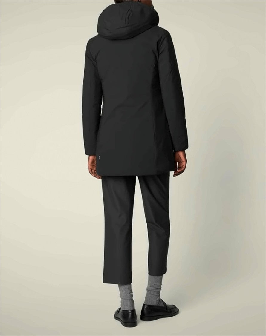 Save The Duck Short Black Jacket With Removable Hood