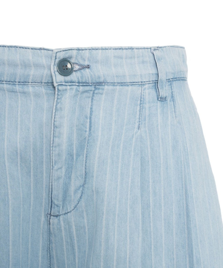 Liu Jo High-Waisted Pinstriped Palazzo Trousers With Rhinestone Accents