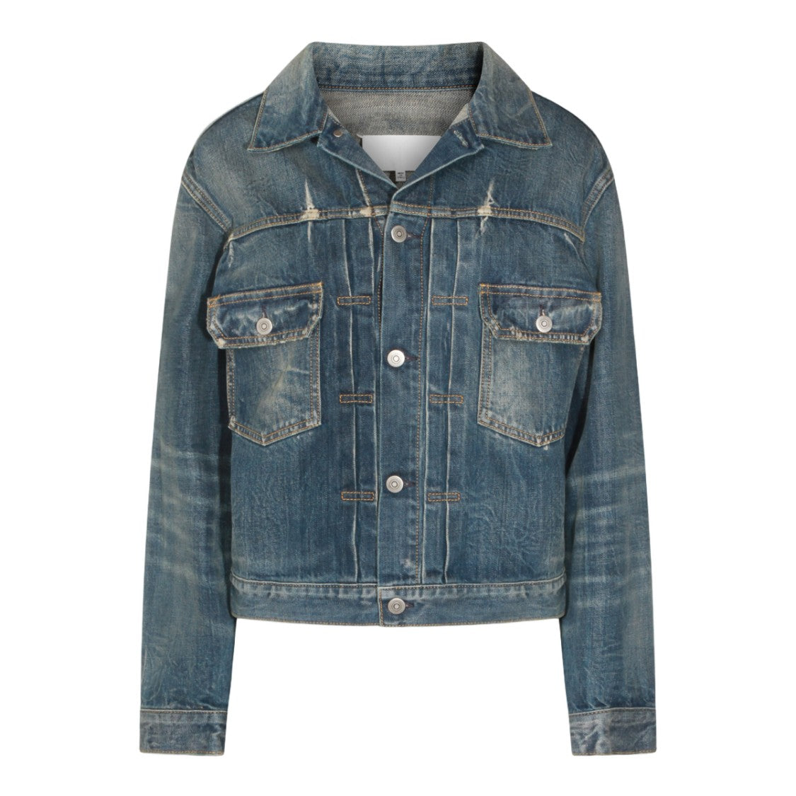Maison Margiela Faded Blue Denim Jacket With Distressed Details