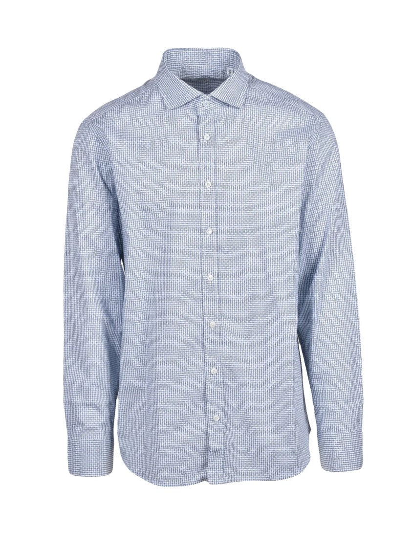 Mariano Napoli White/Blue Checkered Stretch Cotton Shirt