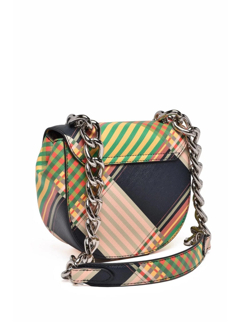 Vivienne Westwood Multicolor Feather Plaid Saddle Bag