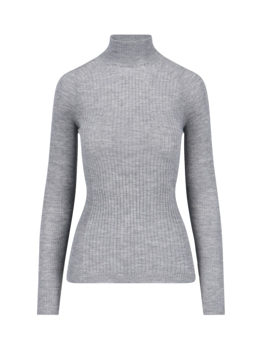 Sa Su Phi Ribbed Cashmere And Silk Knit Sweater With High Neckline