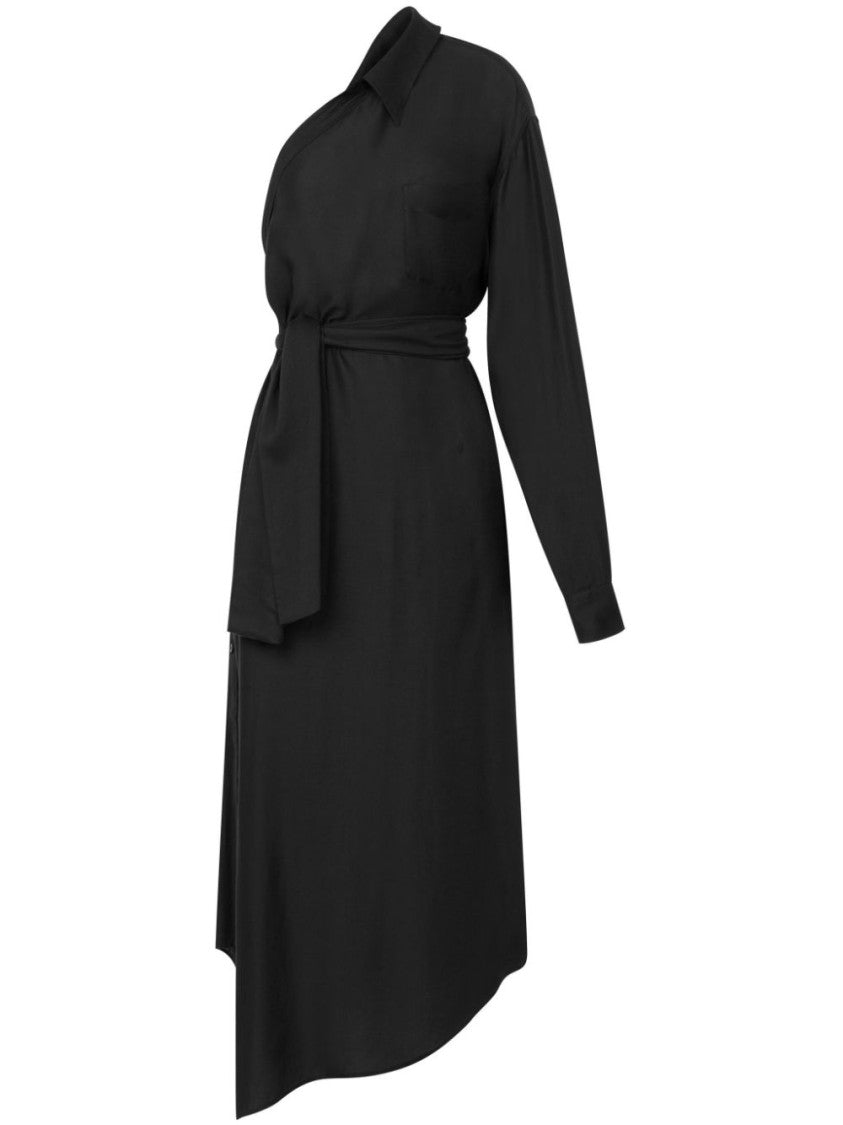 Moschino Black Asymmetric Neck Single Sleeve Dress