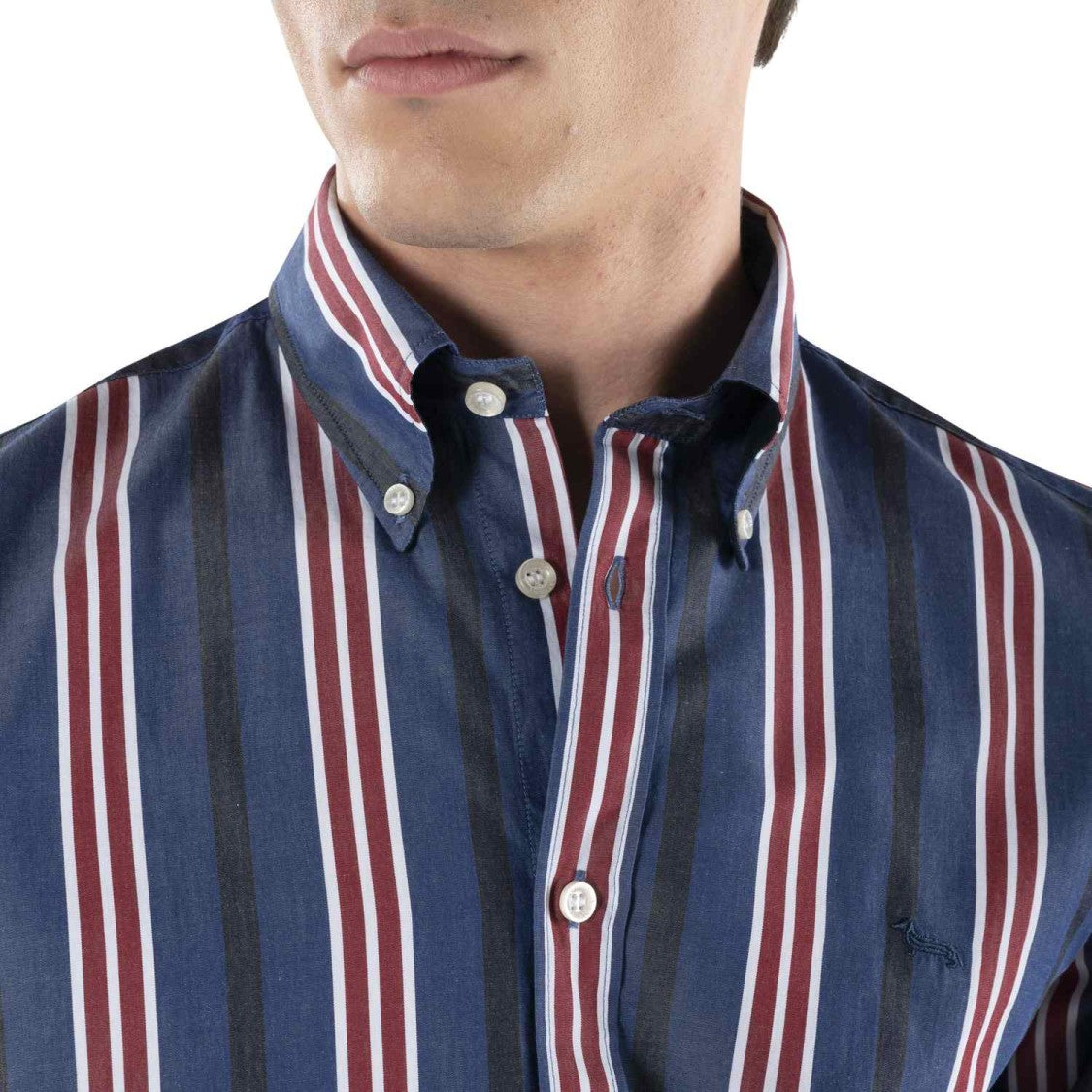 Harmont & Blaine Striped Button-Down Cotton Logo Shirt