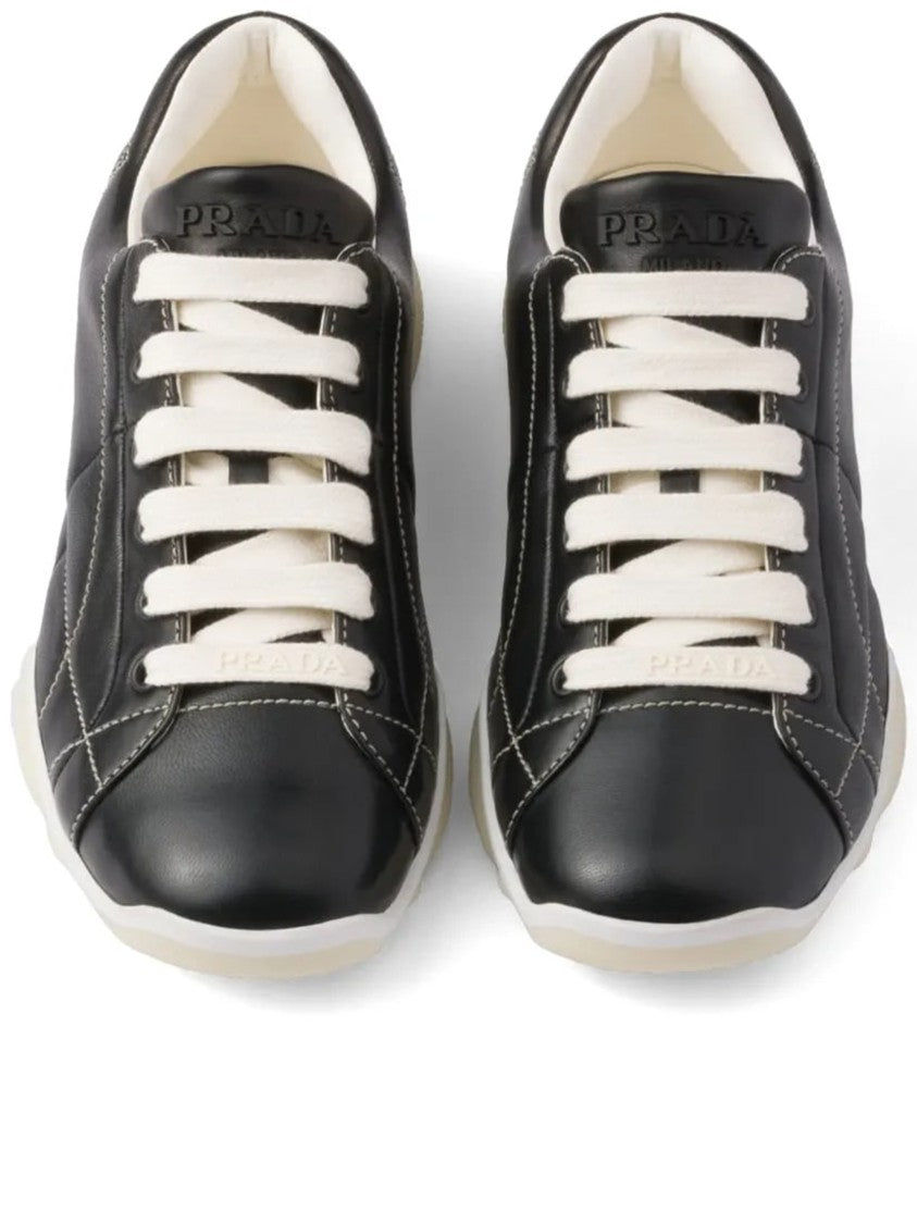Prada Spin Nappa Leather Geometric Sneakers