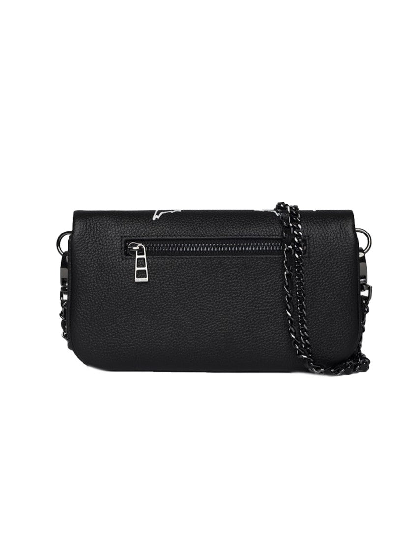Zadig & Voltaire Graffiti-Print Black Leather Crossbody Bag