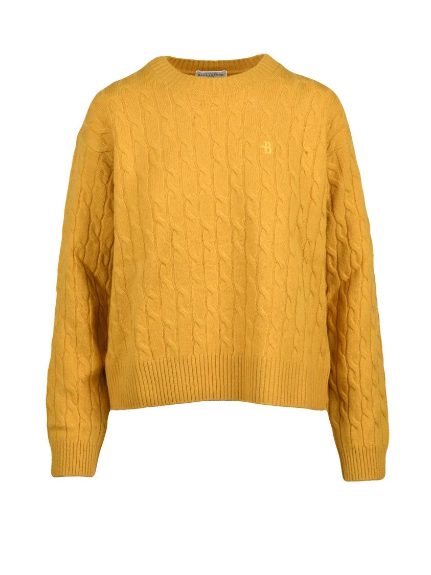 Ballantyne Intricate Knit Crew Neck Sweater In Pure Wool