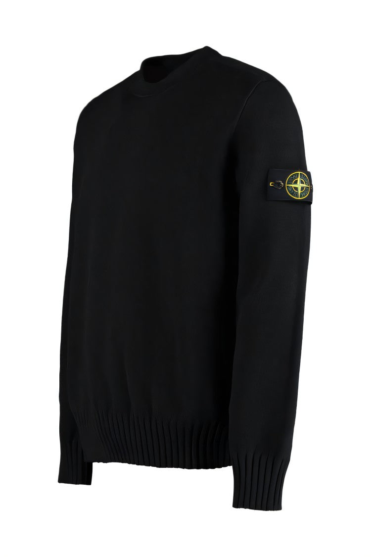 Stone Island Classic Crew Neck Knit Sweater With Logo Patch