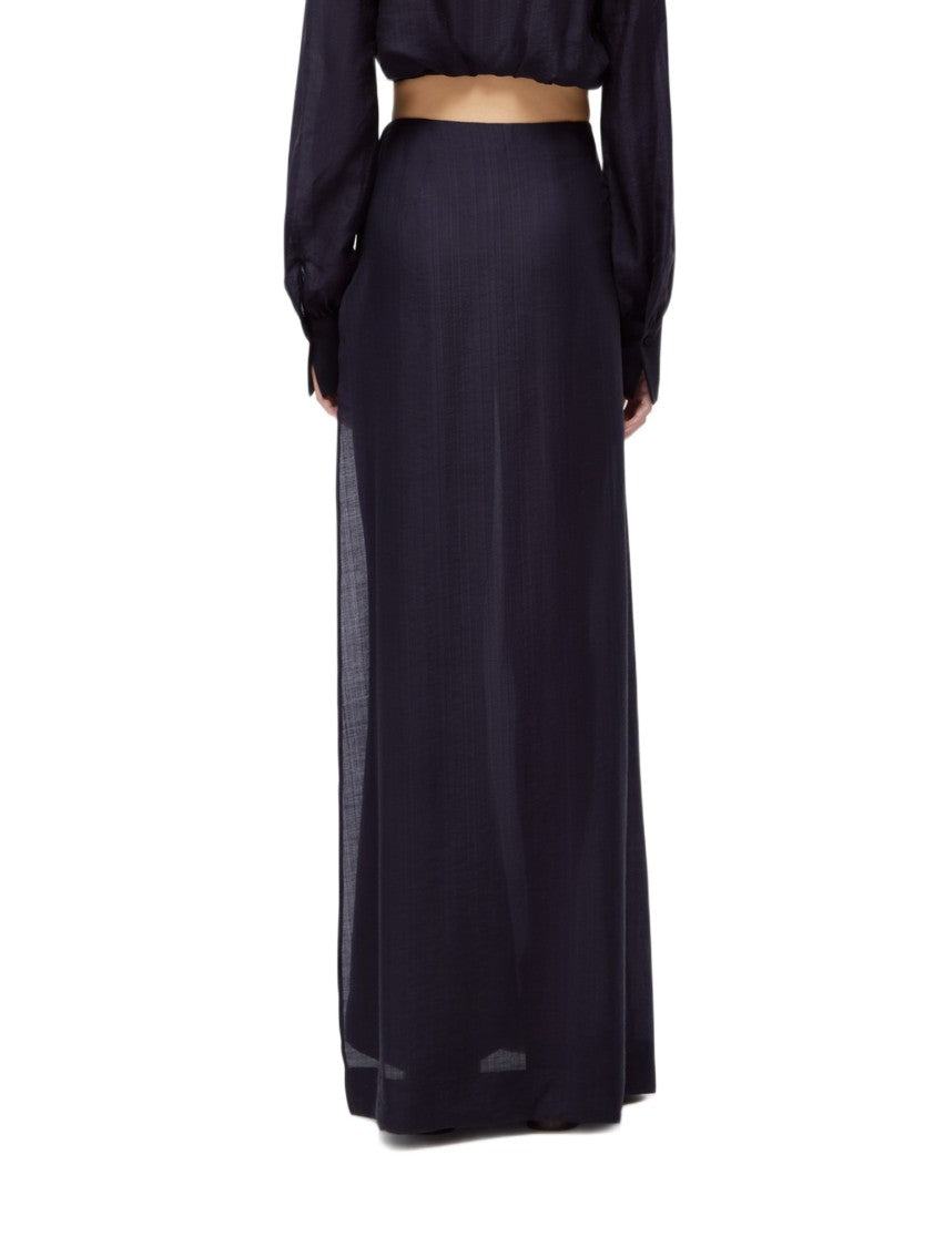 Blugirl Layered Blue Maxi Skirt-Pants Hybrid With Tied Side Panel