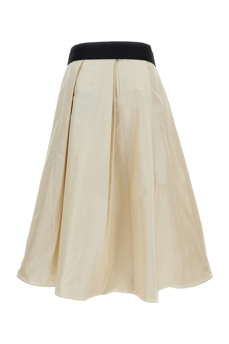 Max Mara White Baschi Pleated Cotton Skirt