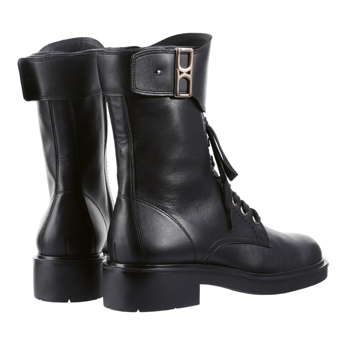 Högl Black Nick Smooth Leather Metallic Buckle Ankle Boots