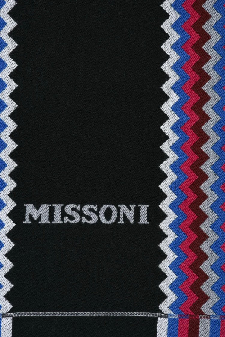 Missoni Black Fuchsia Wool Scarf