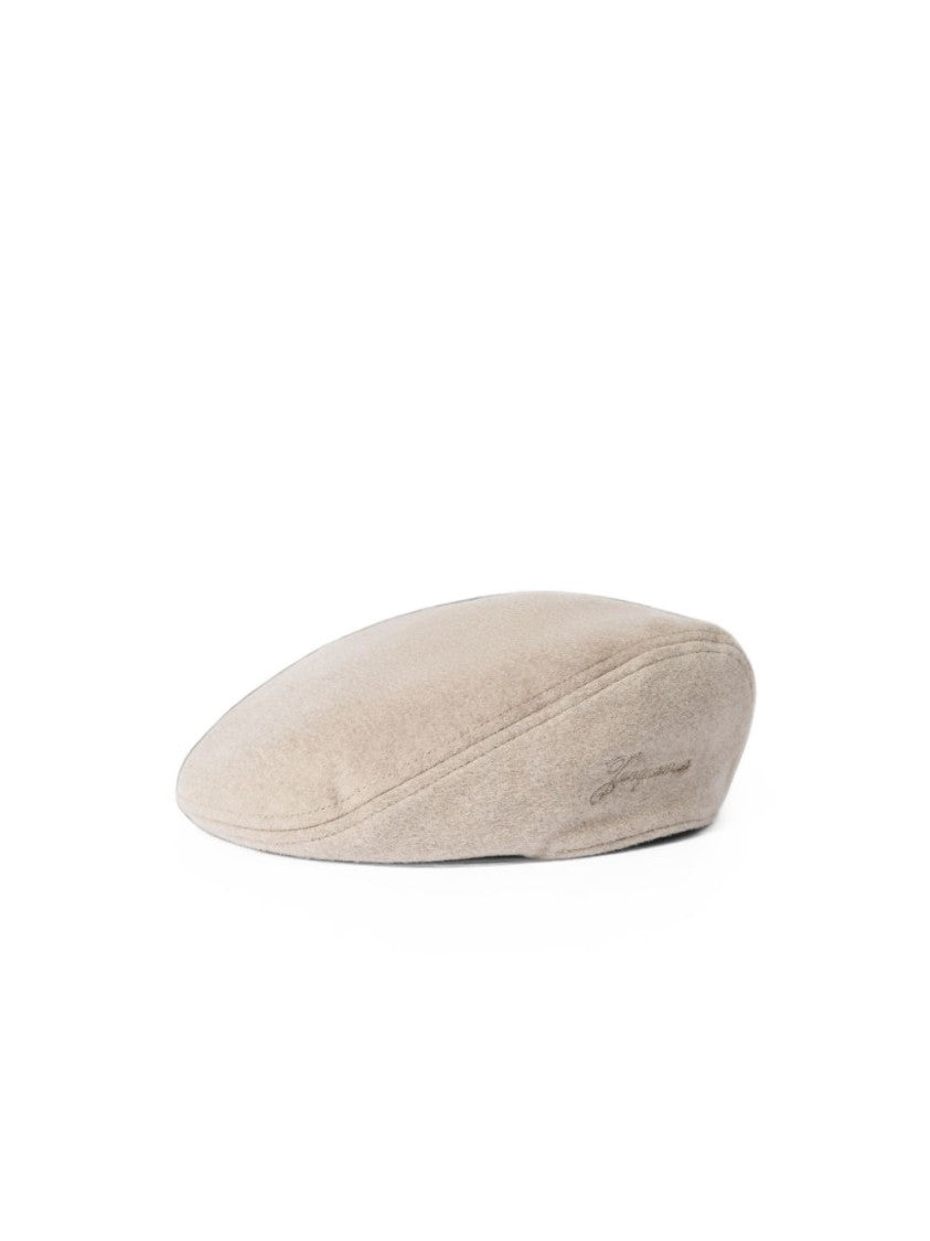 Jacquemus Beret-Style Hat With Smooth Texture And Signature Embroidery