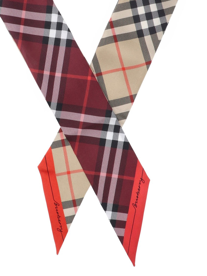 Burberry Beige Check Mulberry Silk Scarf