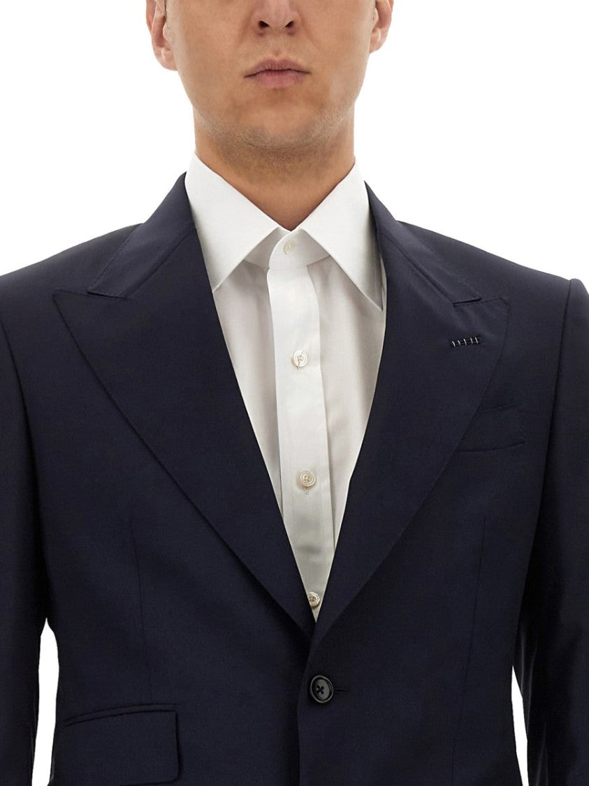 Tom Ford Grand Overcheck Shelton Deep Navy Slim Fit Wool Suit