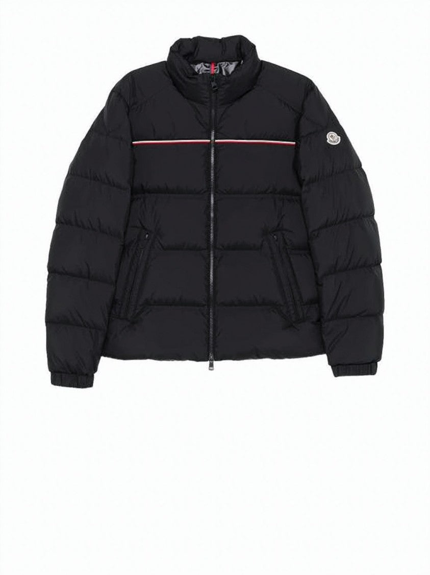 Moncler Quilted Stand Collar Padded Jacket With Logo Emblem