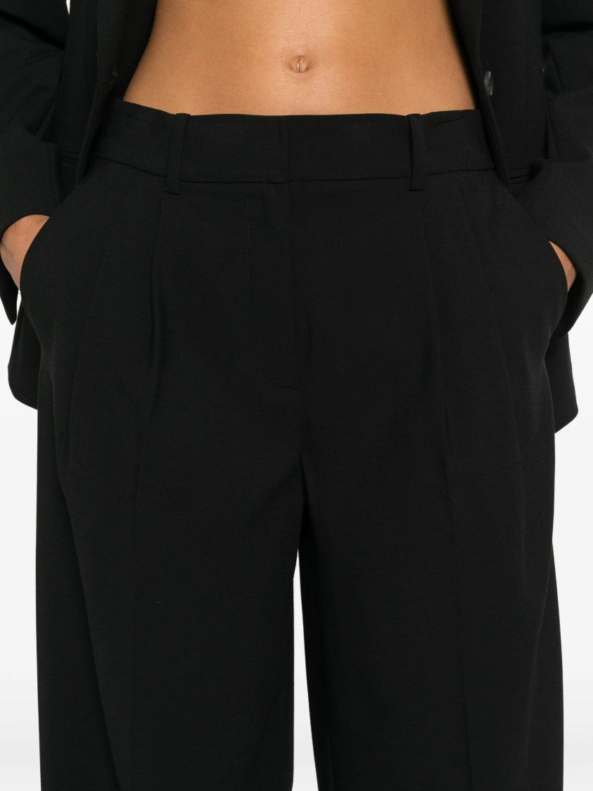 Calvin Klein Black Wide-Leg Pleated Pants