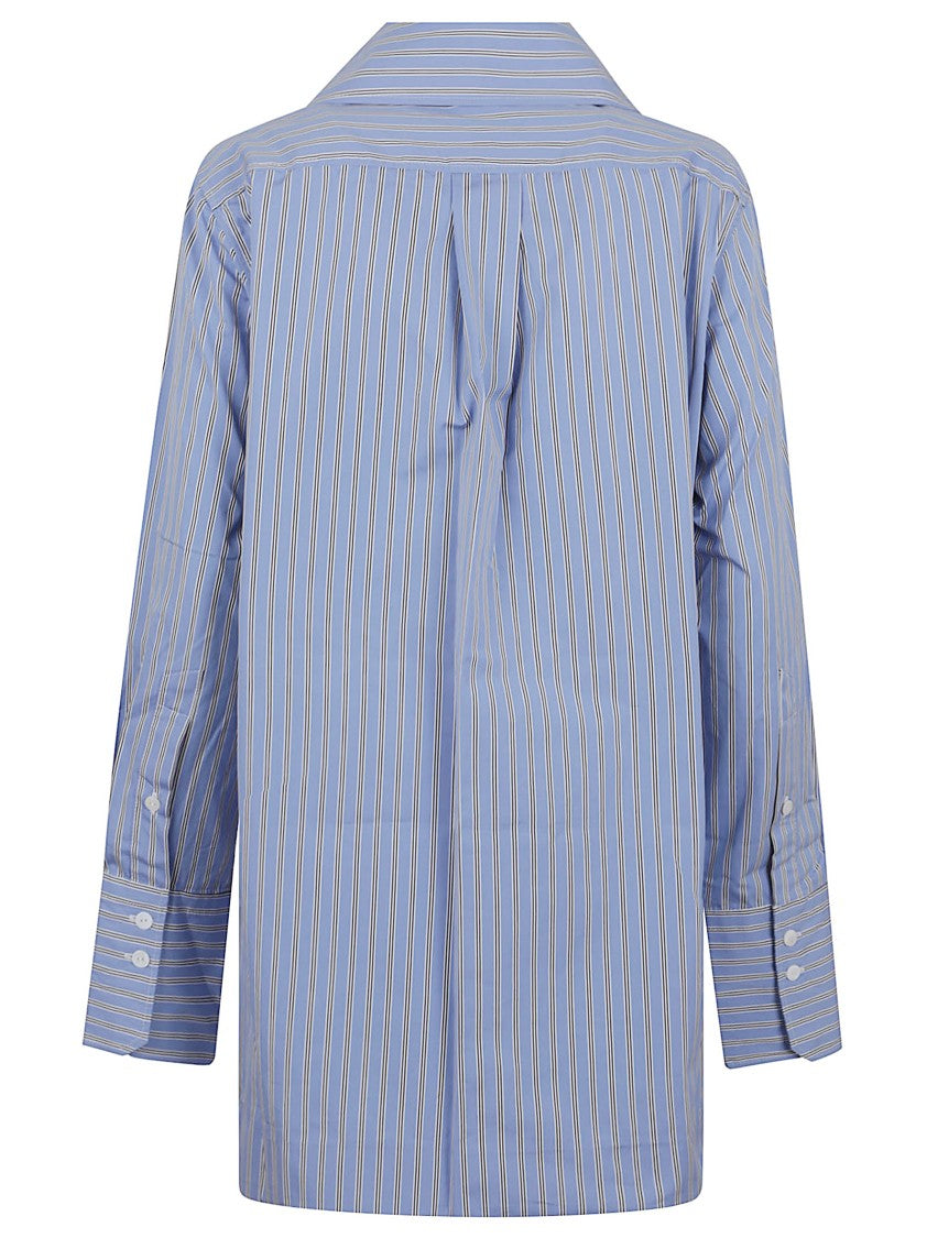 Patou Relaxed-Fit Blue Cotton Dress With Classic Collar