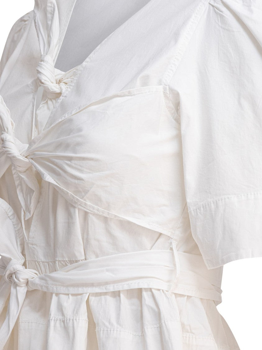 Ganni Ruffled Blouse With Deep V-Neckline