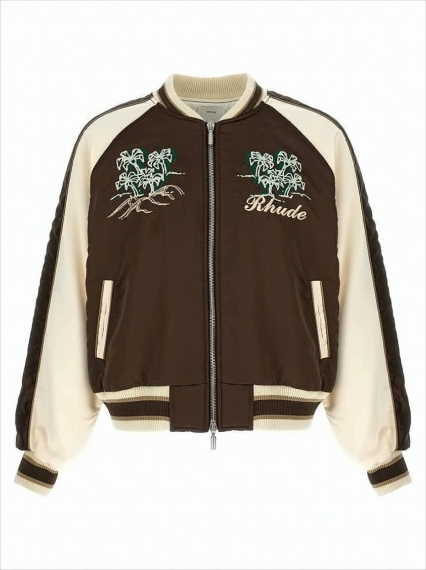 Rhude Cropped Brown Bomber Jacket