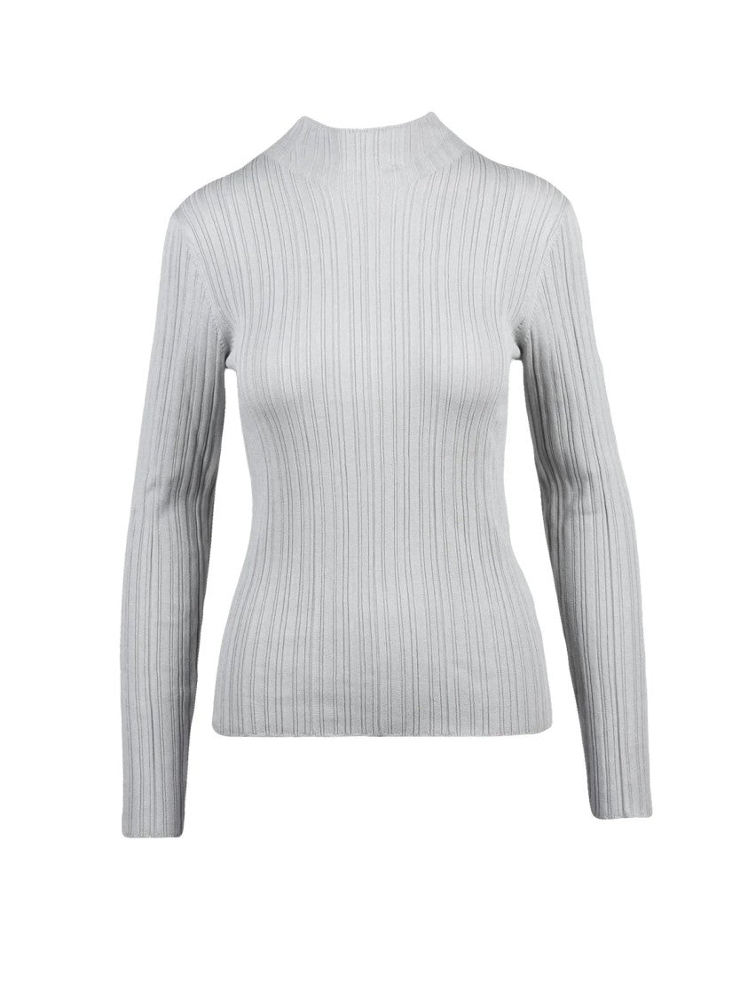 Calvin Klein Ribbed Fitted Sweater With High Round Neckline