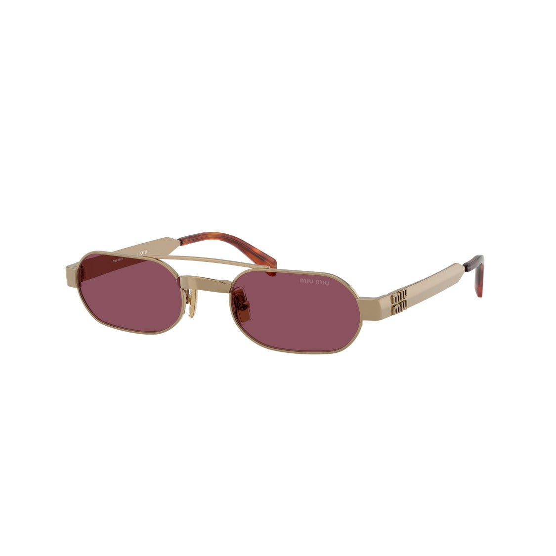 Miu Miu Gold-Tone Metal Frame Sunglasses With Oval Lenses
