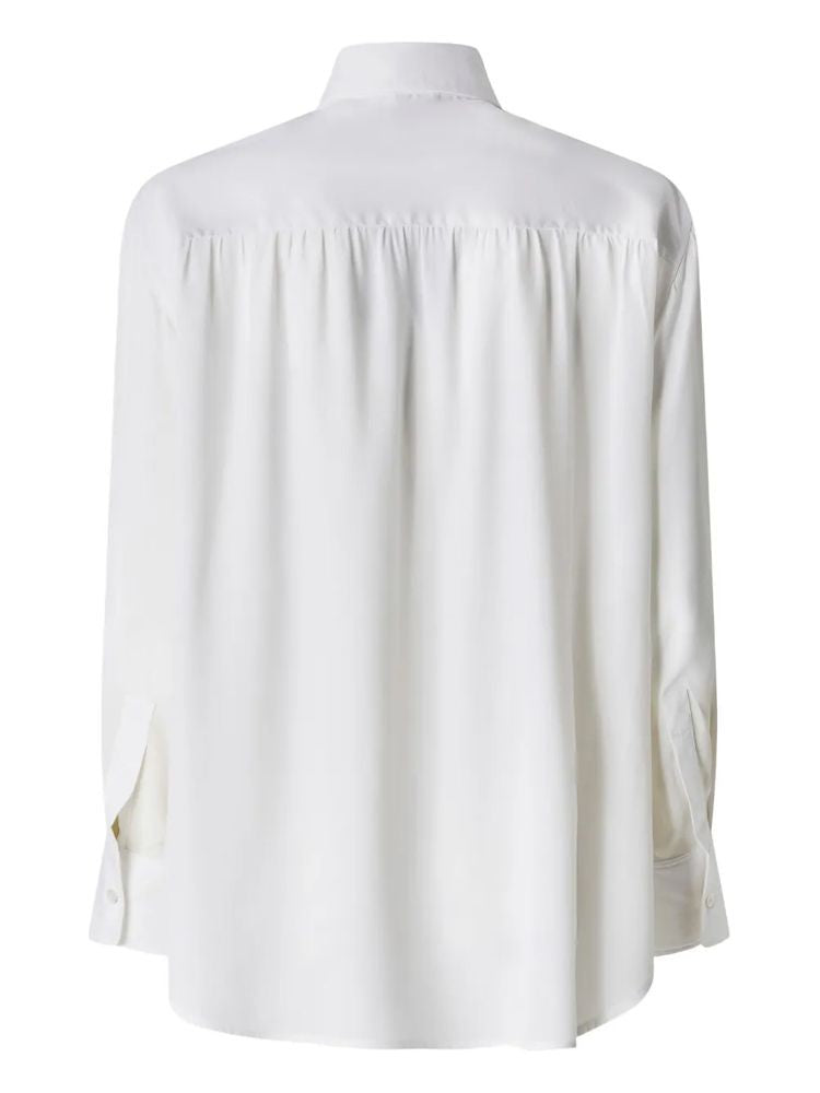 Pinko White Cassata Concealed Placket Cotton Long-Sleeve Shirt