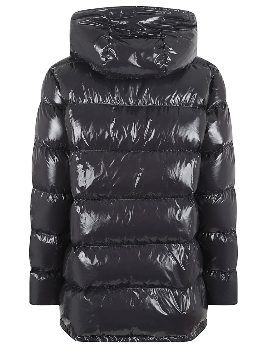 Herno Glossy Quilted Grey Long-Sleeve Padded Jacket