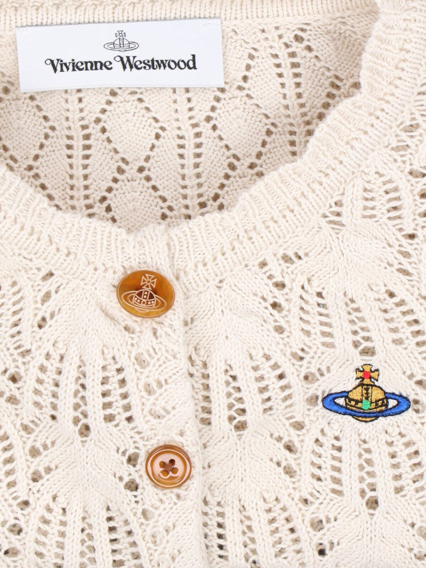 Vivienne Westwood Cream Ella Pointelle Knit Cotton Cardigan