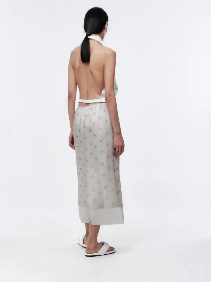 Carven White Draped Neckline Silk Tank Top