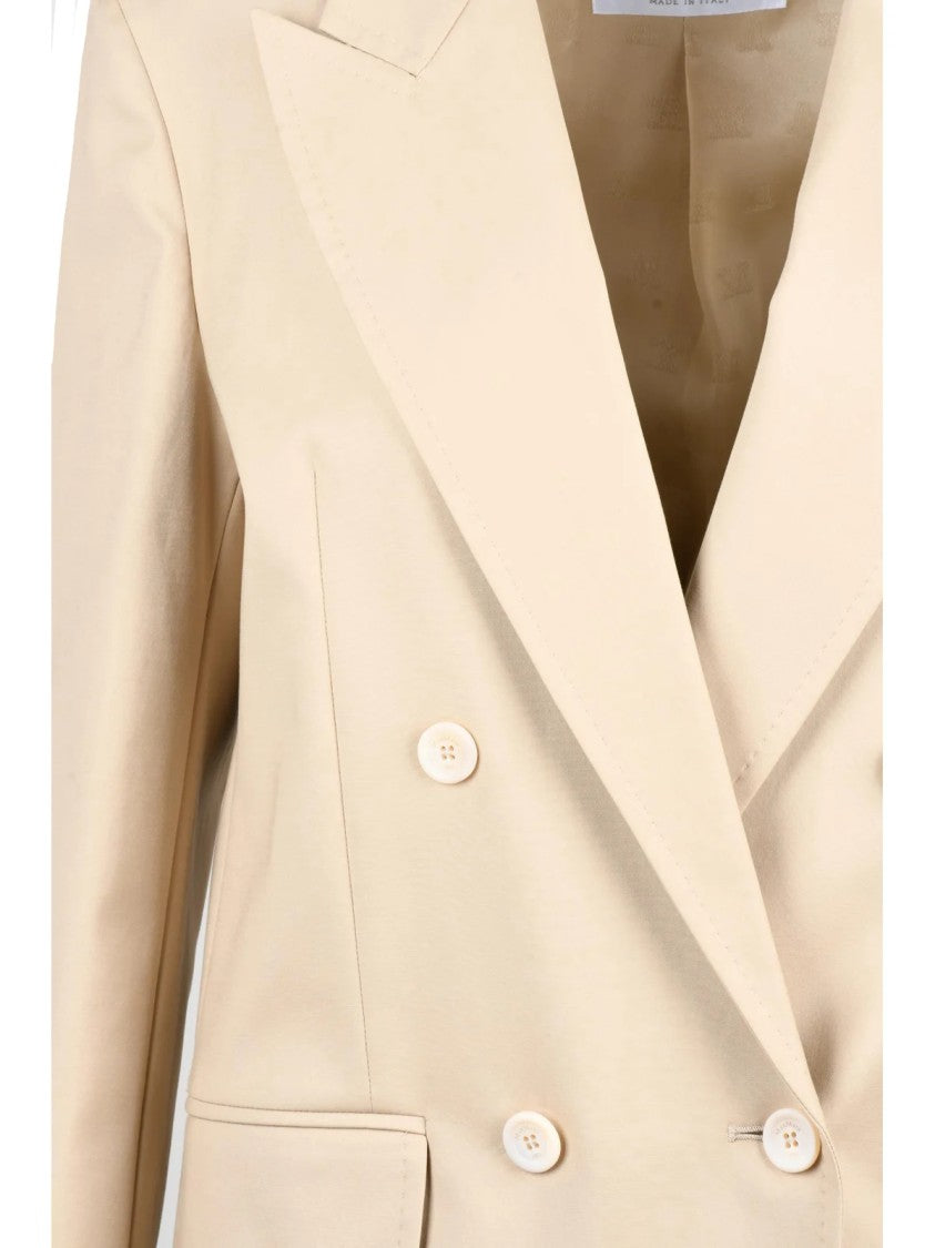Max Mara Beige Stretch Cotton Double-Breasted Suez Jacket