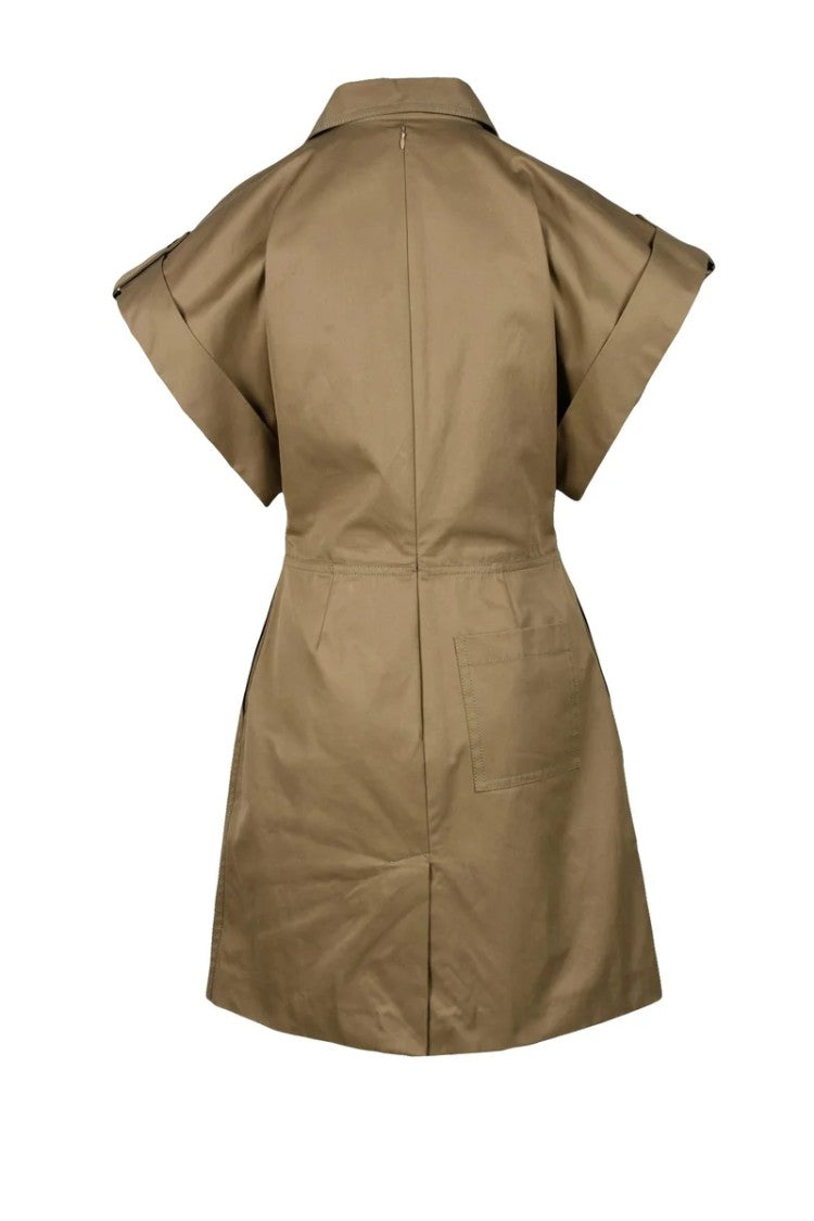 Bottega Veneta Rigid Cotton Short Dress - Khaki
