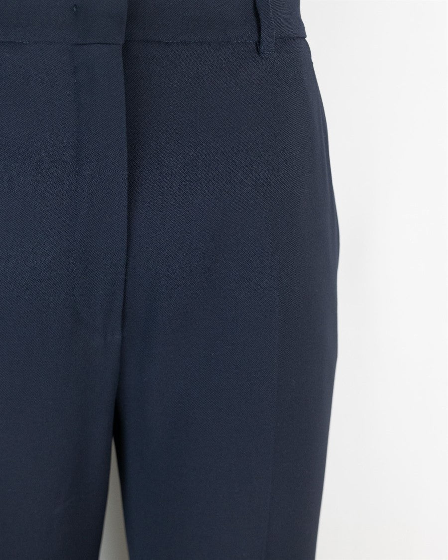 Max Mara Quasar Straight-Fit Wool Satin Pants In Blue
