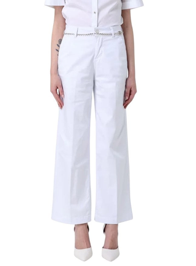 Liu Jo Flared High-Waisted Trousers With Jewel Belt Detail