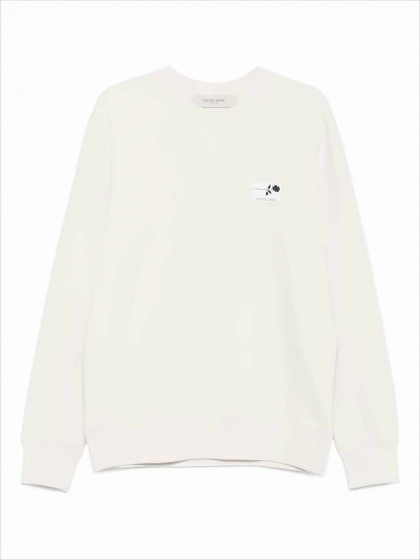 Golden Goose Long-Sleeve White Sweatshirt With Floral Accents