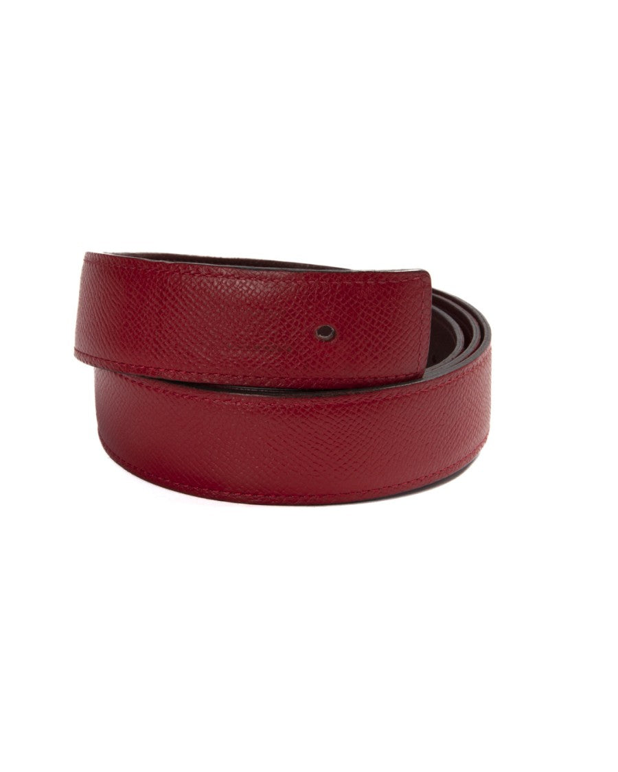 Hermès Reversible 32Mm Leather Belt Strap In Rich Red