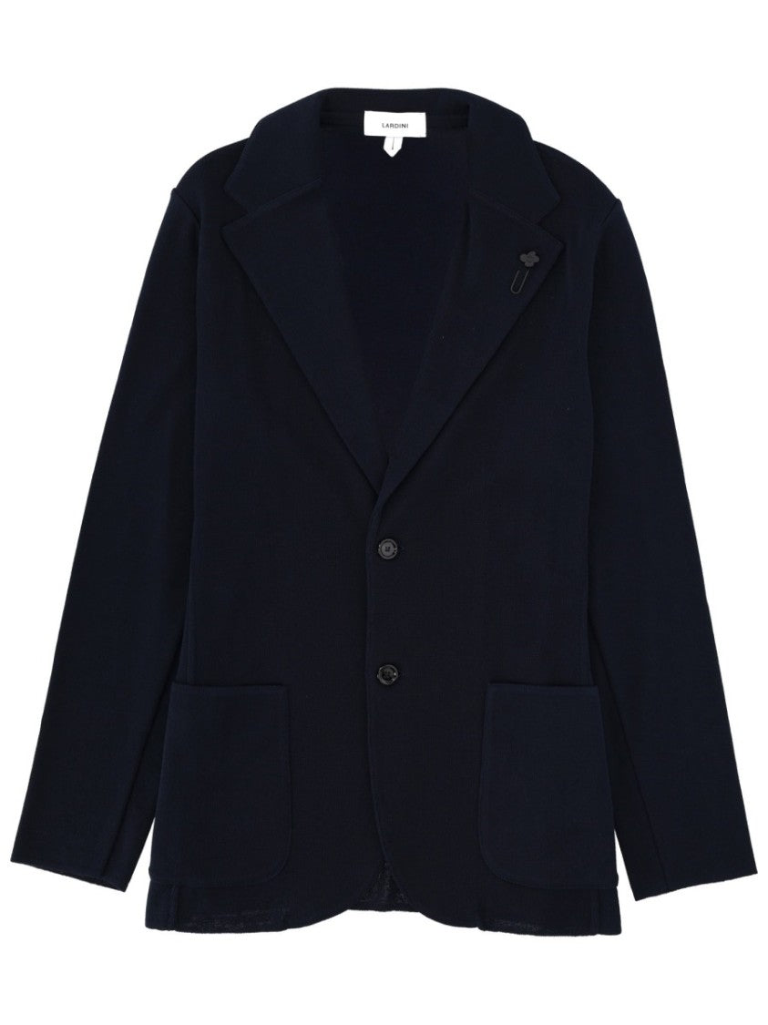 Lardini Black Cotton Single-Breasted Blazer
