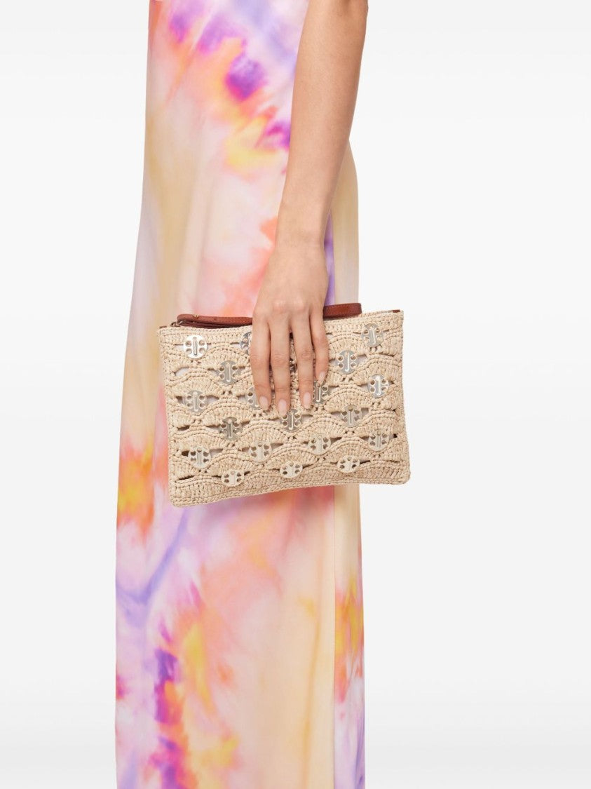 Rabanne Beige Leather Clutch With Cotton Lining