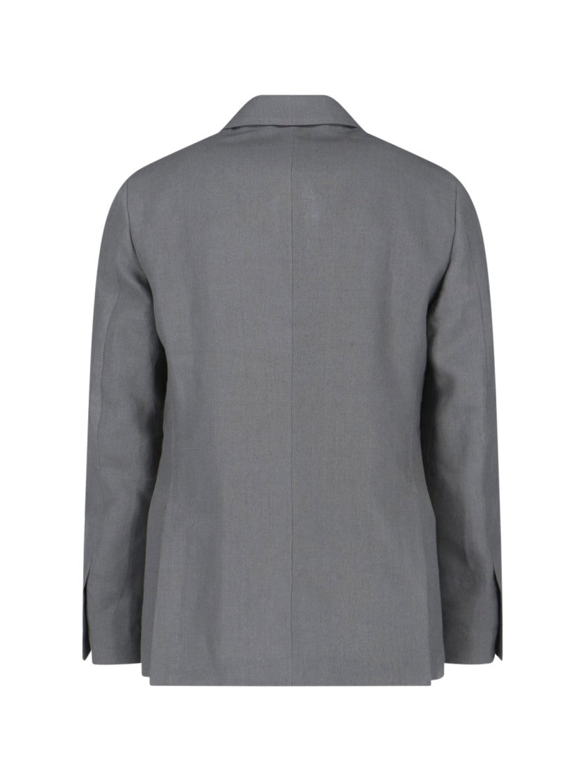 Lardini Double-Breasted Linen Suit Grey