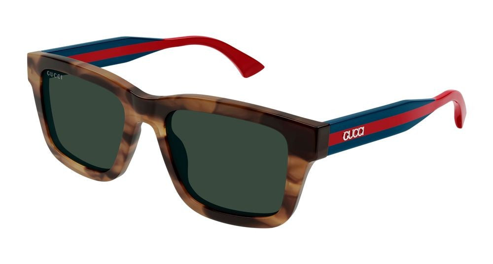 Gucci Havana Vibrant Stripes Square Sunglasses
